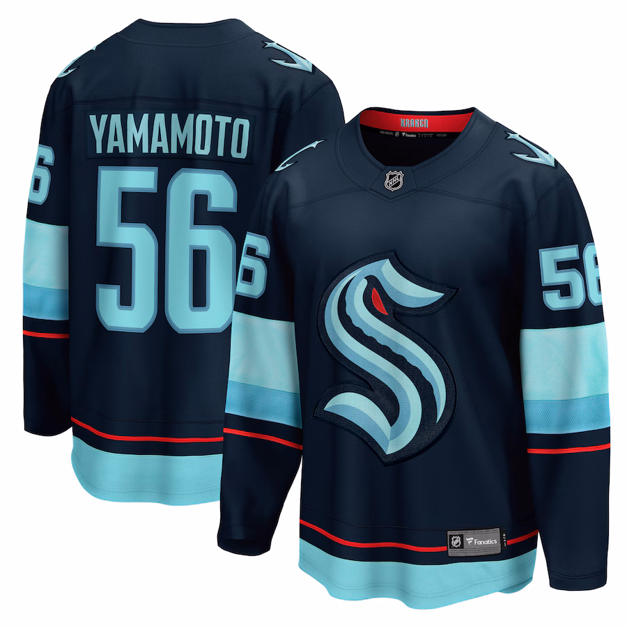 Men's Seattle Kraken Kailer Yamamoto Fanatics Deep Sea Blue Home Breakaway Player Jersey - ujerseystore