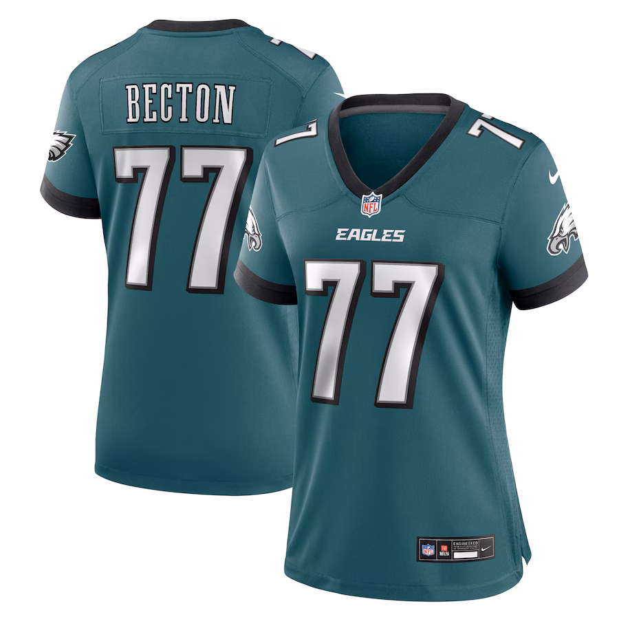 Women's Philadelphia Eagles Mekhi Becton Nike Midnight Green Team Game Jersey - ujerseystore