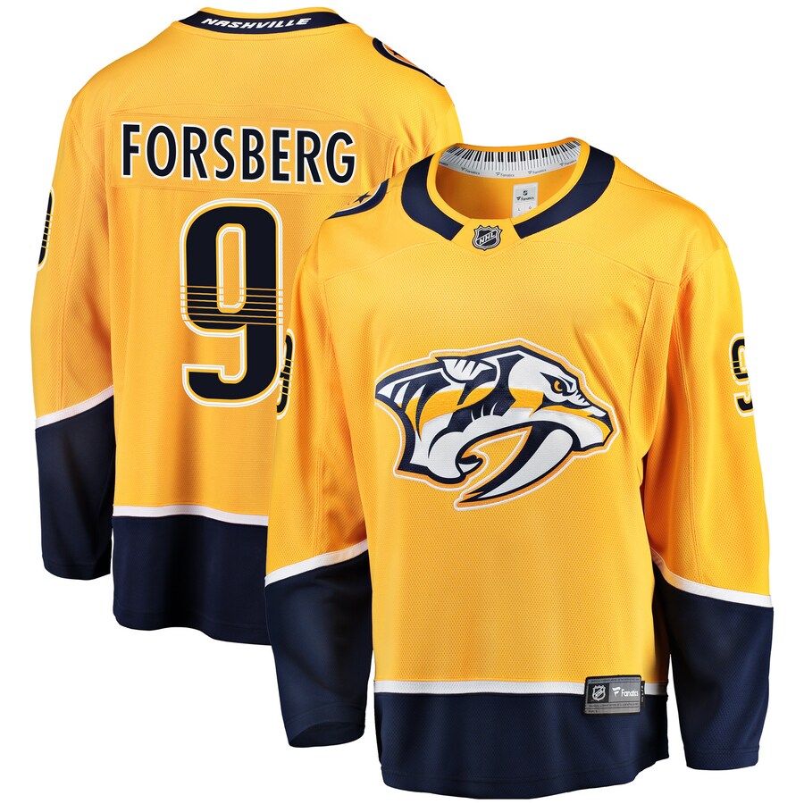 Men's Nashville Predators Filip Forsberg Fanatics Branded Gold Breakaway Player Jersey - ujerseystore