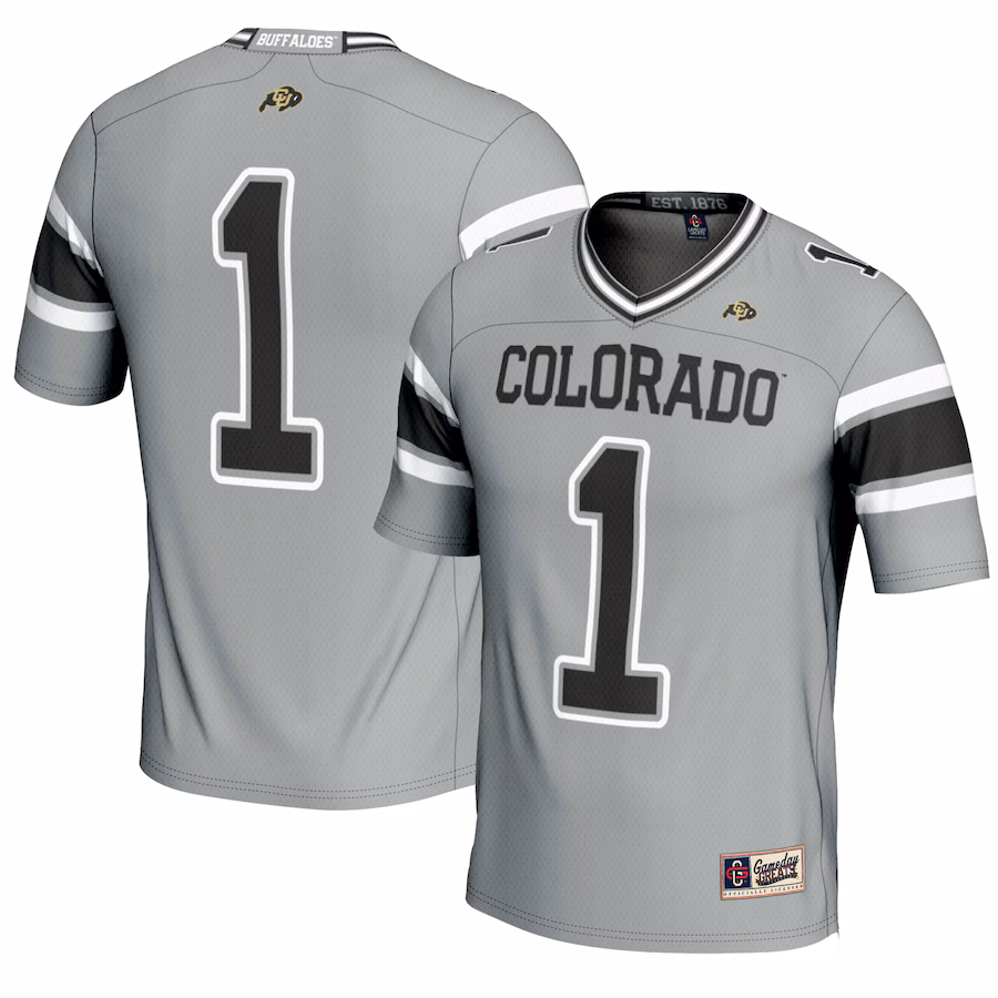 Youth GameDay Greats #1 Gray Colorado Buffaloes Endzone Football Jersey - ujerseystore