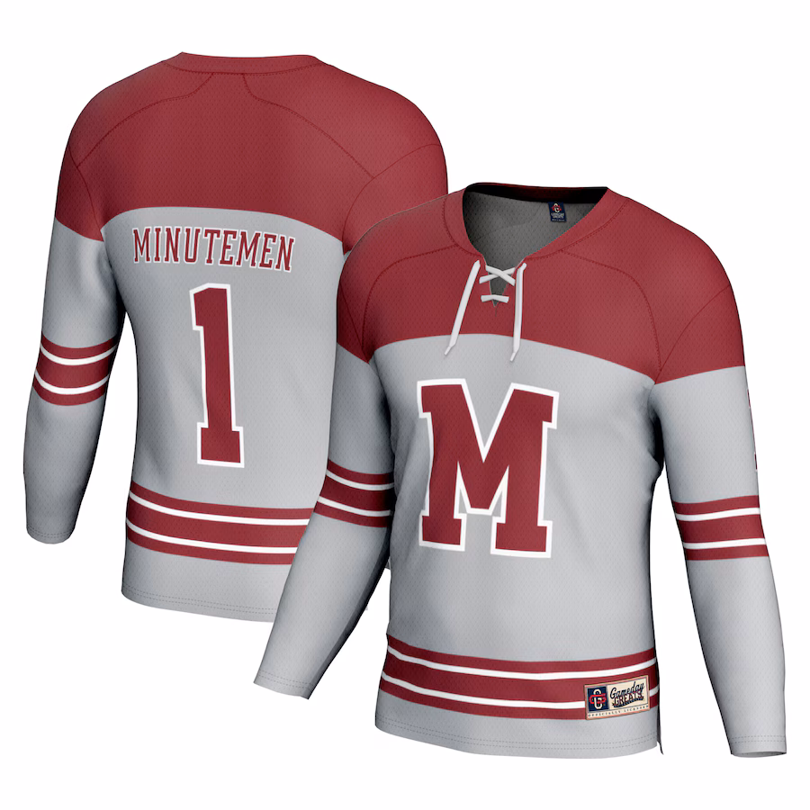 Youth GameDay Greats #1 Gray UMass Minutemen Hockey Fashion Jersey - ujerseystore