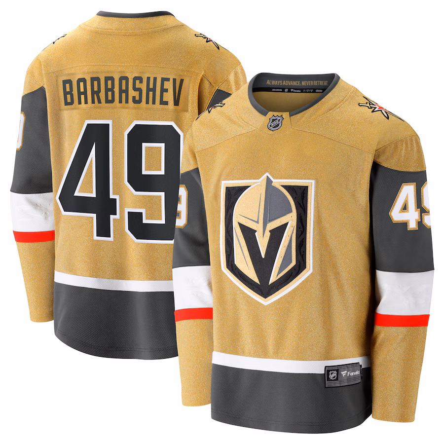 Men's Vegas Golden Knights Ivan Barbashev Fanatics Gold Home Breakaway Jersey - ujerseystore