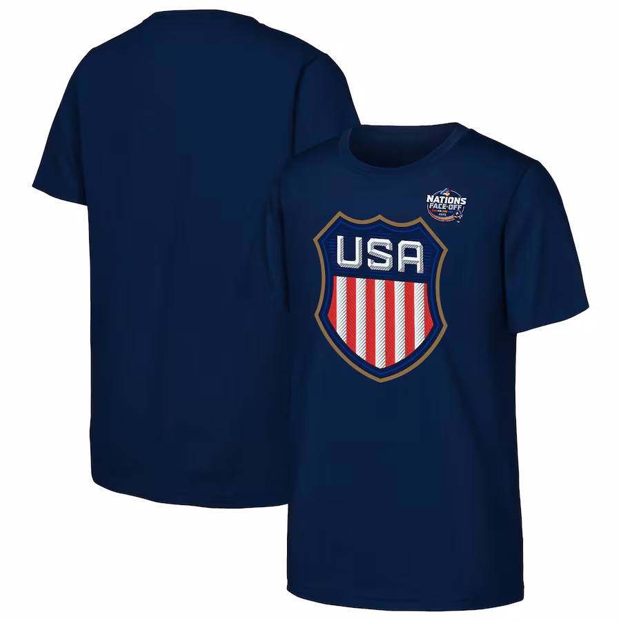 Youth USA Navy 2025 4 Nations Face-Off Secondary Logo T-Shirt - ujerseystore