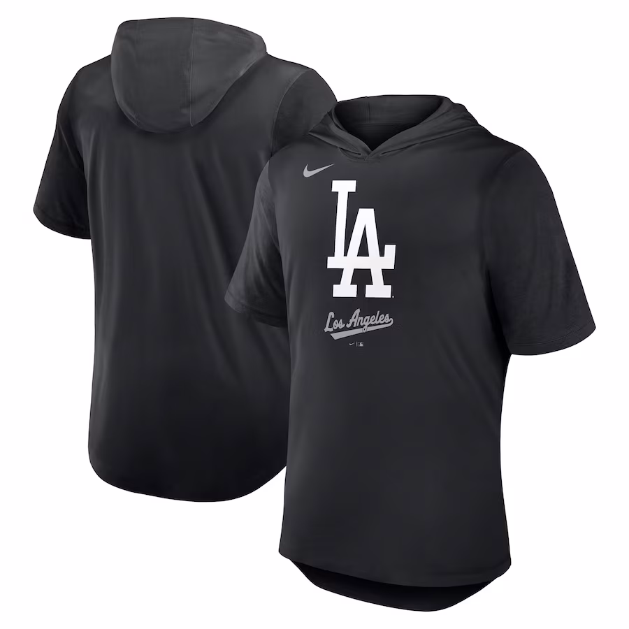 Men's Los Angeles Dodgers Nike Black Tri-Blend Hoodie T-Shirt - ujerseystore