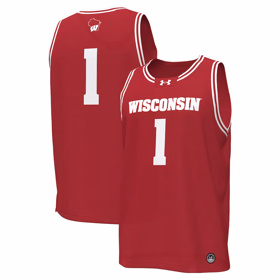 #1 Wisconsin Badgers Under Armour Replica Basketball Jersey - Red - ujerseystore