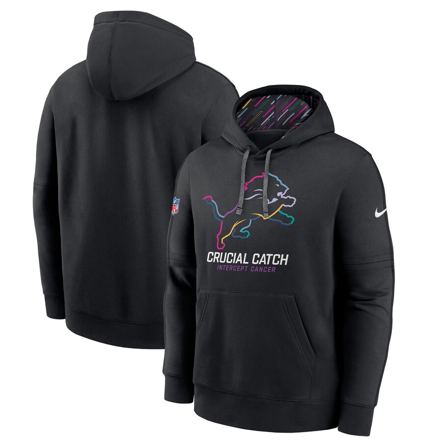 Men's Detroit Lions Nike Black 2024 NFL Crucial Catch Big & Tall Club Pullover Hoodie - ujerseystore
