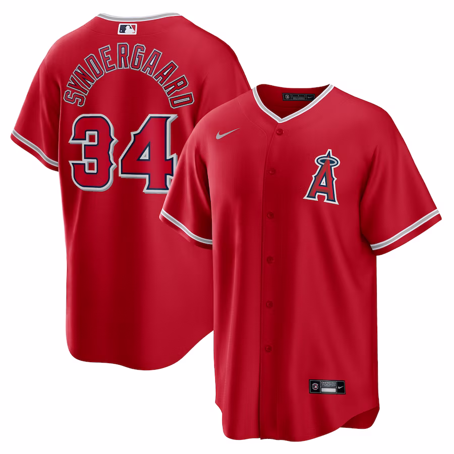 Men's Los Angeles Angels Noah Syndergaard Nike Red Alternate Replica Player Jersey - ujerseystore
