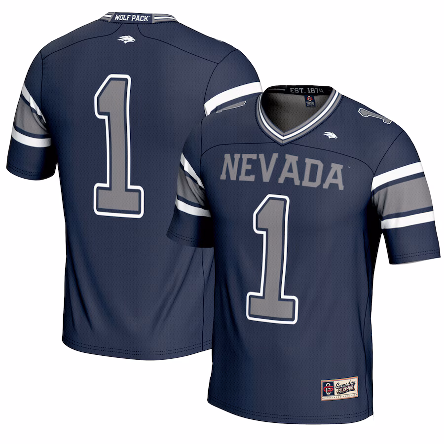 Youth GameDay Greats #1 Navy Nevada Wolf Pack Endzone Football Jersey - ujerseystore