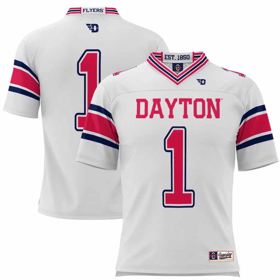 #1 Dayton Flyers GameDay Greats Youth Football Jersey - White - ujerseystore