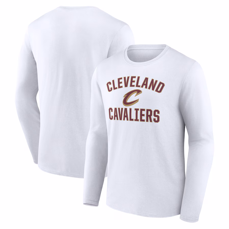 Men's Cleveland Cavaliers White Victory Arch Logo Long Sleeve T-Shirt - ujerseystore