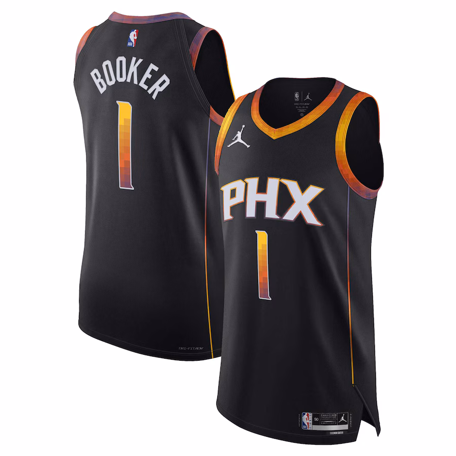 Men's Phoenix Suns Devin Booker Jordan Brand Black Authentic Player Jersey - Statement Edition - ujerseystore
