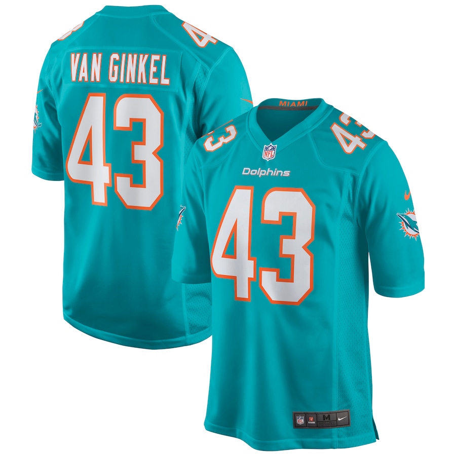 Men's Miami Dolphins Andrew Van Ginkel Nike Aqua Game Jersey - ujerseystore