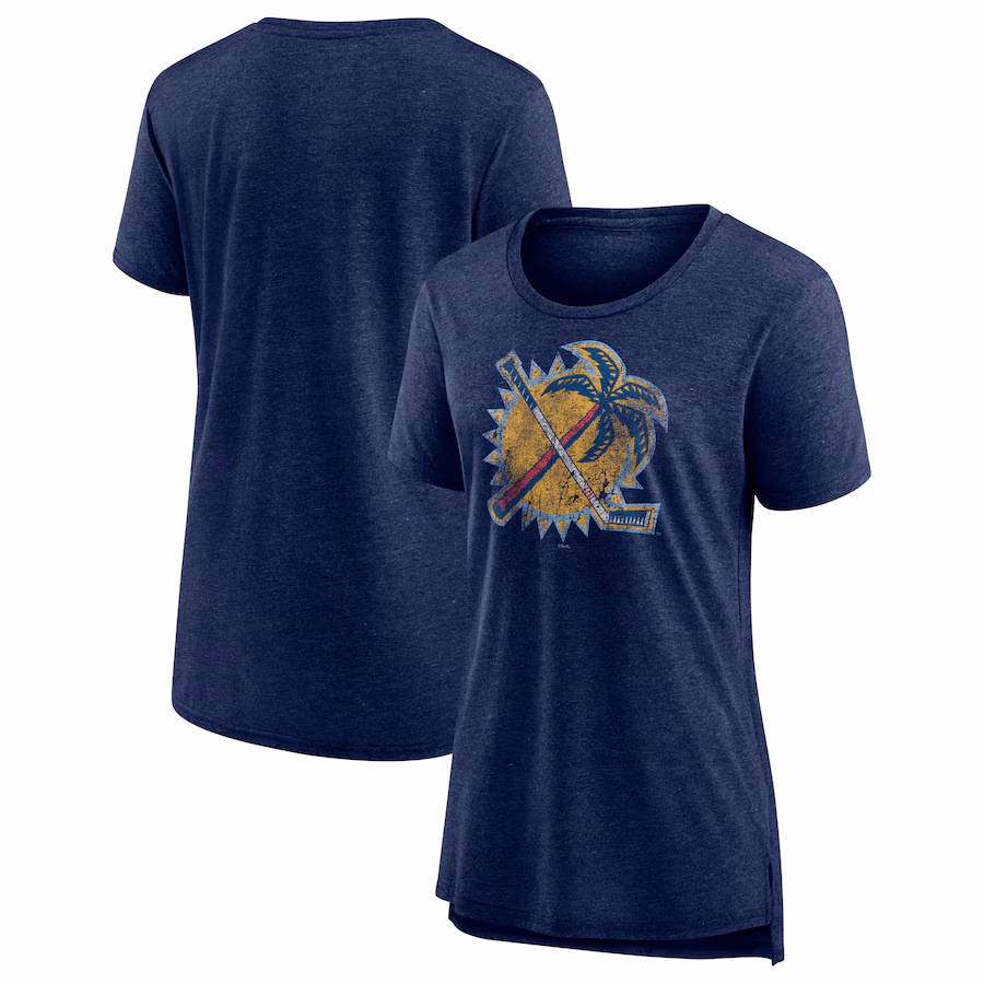Women's Florida Panthers Navy Slow Whistle Tri-Blend T-Shirt - ujerseystore