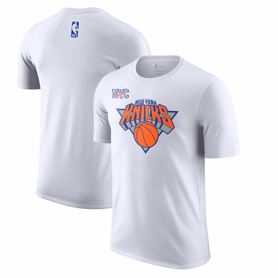Men's New York Knicks Nike White 2024/25 City Edition Essential Logo T-Shirt - ujerseystore