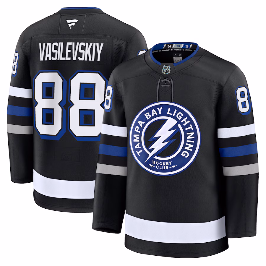 Men's Tampa Bay Lightning Andrei Vasilevskiy Fanatics Black Alternate Premium Jersey - ujerseystore