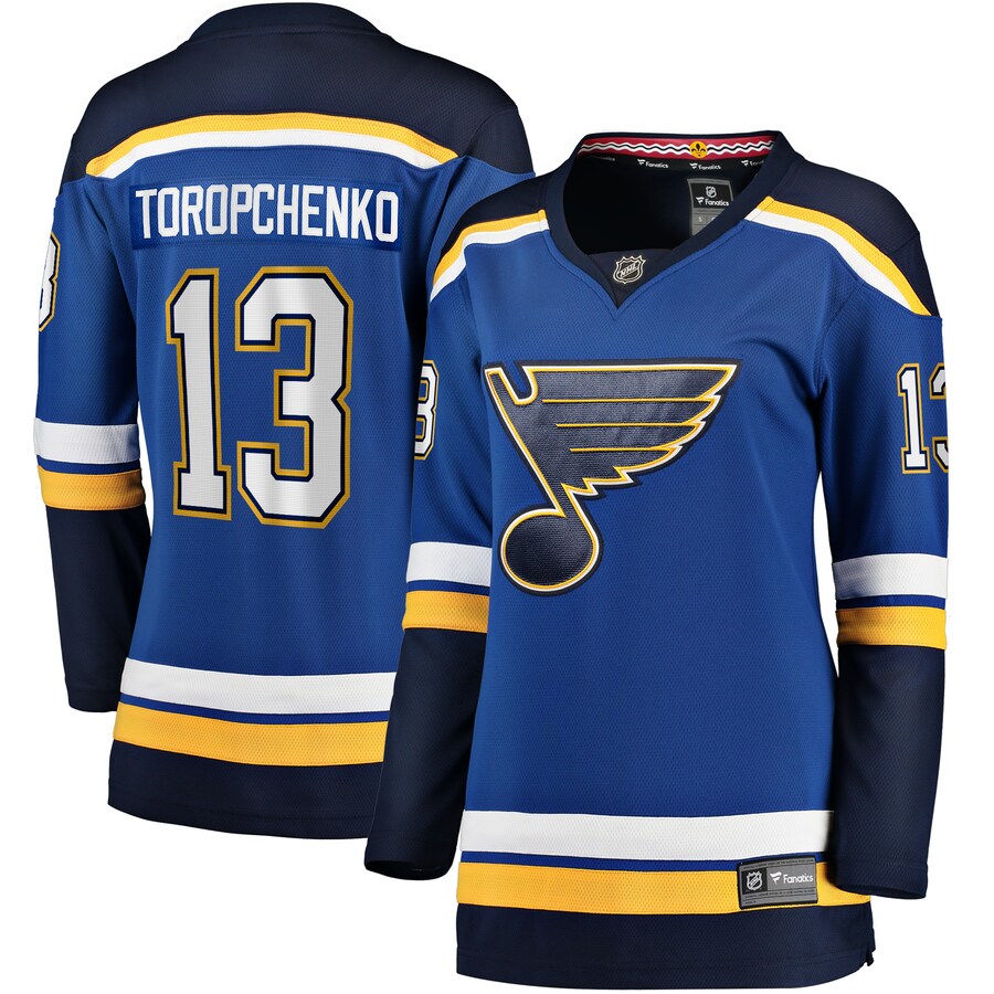 Women's St. Louis Blues Alexey Toropchenko Fanatics Branded Blue Home Breakaway Player Jersey - ujerseystore