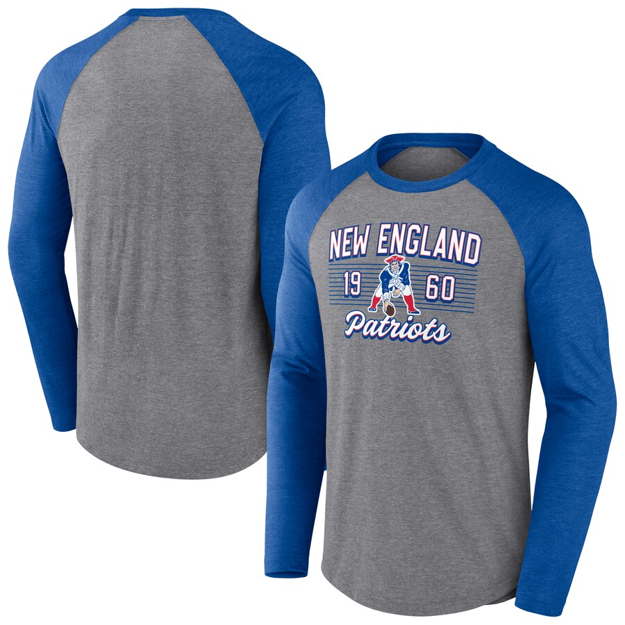 Men's New England Patriots  Fanatics Heather Gray Weekend Casual Raglan Long Sleeve T-Shirt - ujerseystore