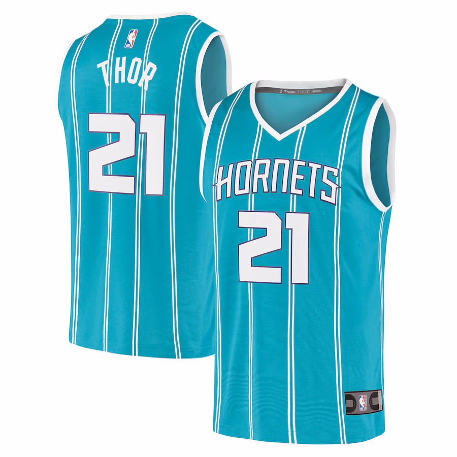 Men's Charlotte Hornets JT Thor Fanatics Teal Fast Break Replica Jersey - Icon Edition - ujerseystore