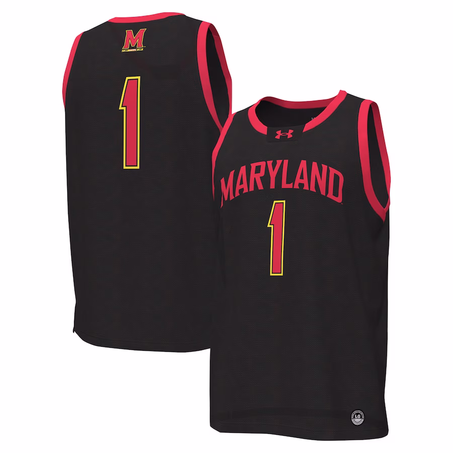 #1 Maryland Terrapins Under Armour Replica Basketball Jersey - Black - ujerseystore