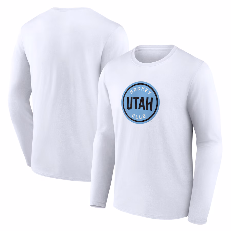 Men's Utah Hockey Club Fanatics White Draft Logo Long Sleeve T-Shirt - ujerseystore