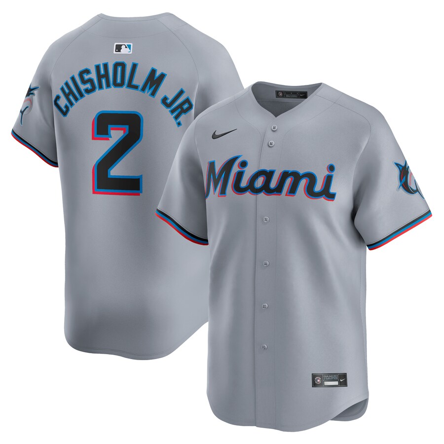 Men's Miami Marlins Jazz Chisholm Jr. Nike Gray Road Limited Player Jersey - ujerseystore