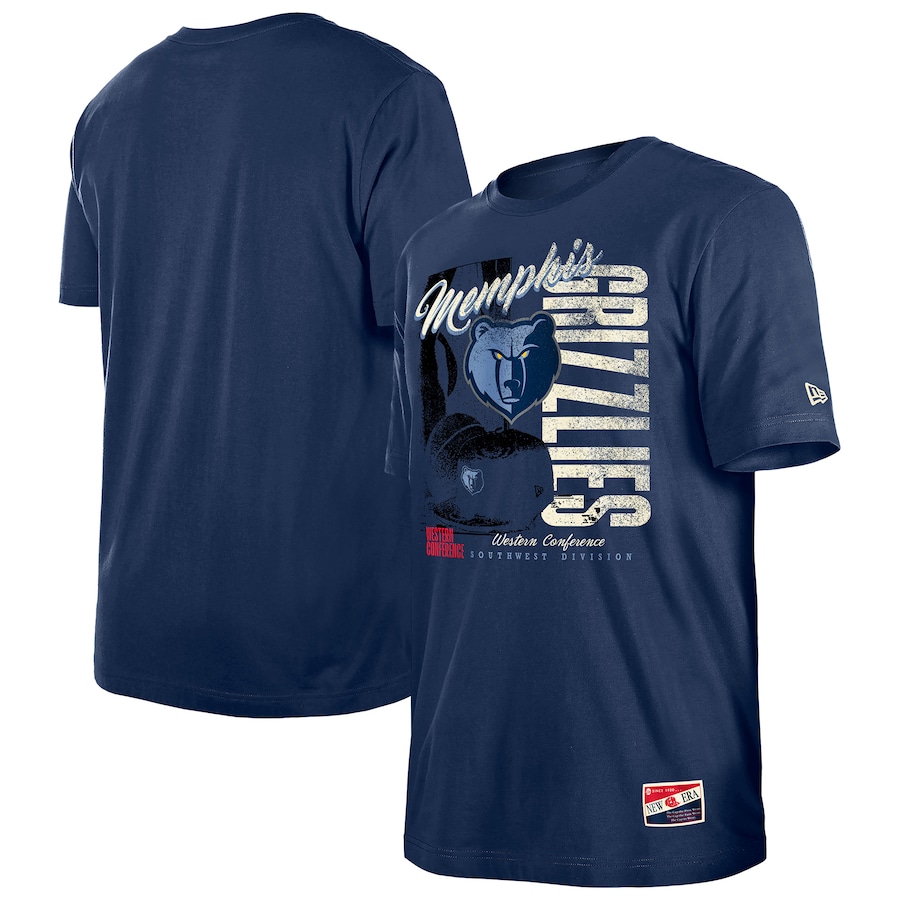 Men's Memphis Grizzlies  New Era Navy Distressed Throwback Vintage Color Pack T-Shirt - ujerseystore