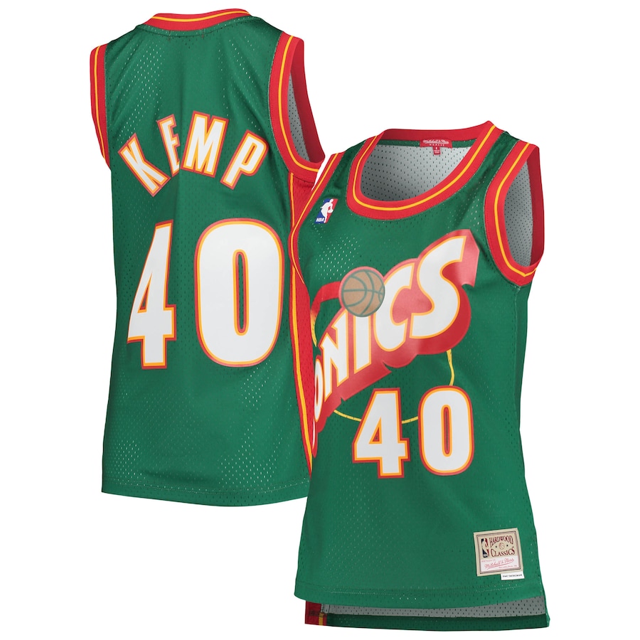 Women's Seattle SuperSonics Shawn Kemp Mitchell & Ness Green 1995/96 Hardwood Classics Swingman Jersey - ujerseystore
