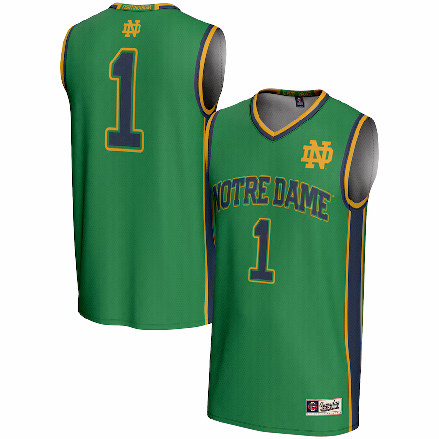 Youth GameDay Greats #1 Green Notre Dame Fighting Irish Lightweight Basketball Jersey - ujerseystore