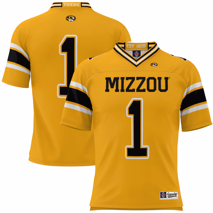 Men's GameDay Greats #1 Gold Missouri Tigers Football Jersey - ujerseystore
