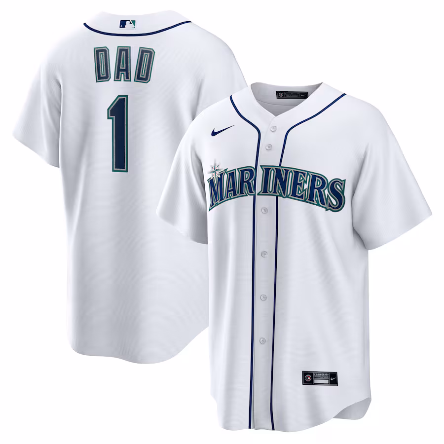 Men's Seattle Mariners Nike White #1 Dad Home Replica Jersey - ujerseystore