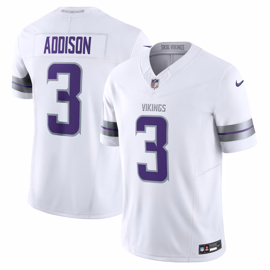 Men's Minnesota Vikings Jordan Addison Nike White Alternate Vapor F.U.S.E. Limited Jersey - ujerseystore