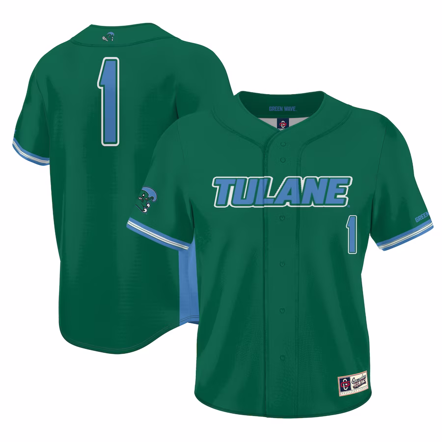 #1 Tulane Green Wave GameDay Greats Lightweight Baseball Jersey - Green - ujerseystore