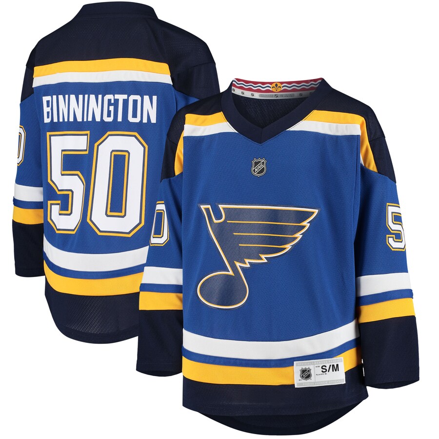 Youth St. Louis Blues Jordan Binnington Blue Home Replica Player Jersey - ujerseystore