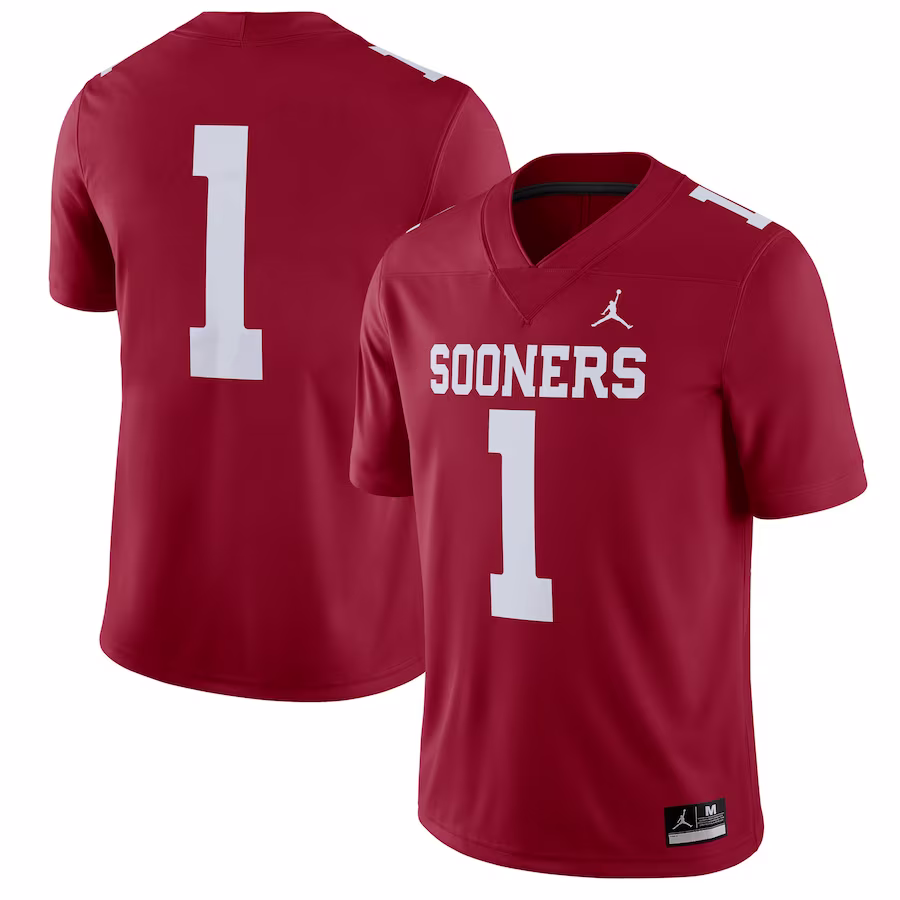Oklahoma Sooners Jordan Brand #1 Home Game Jersey - Crimson - ujerseystore