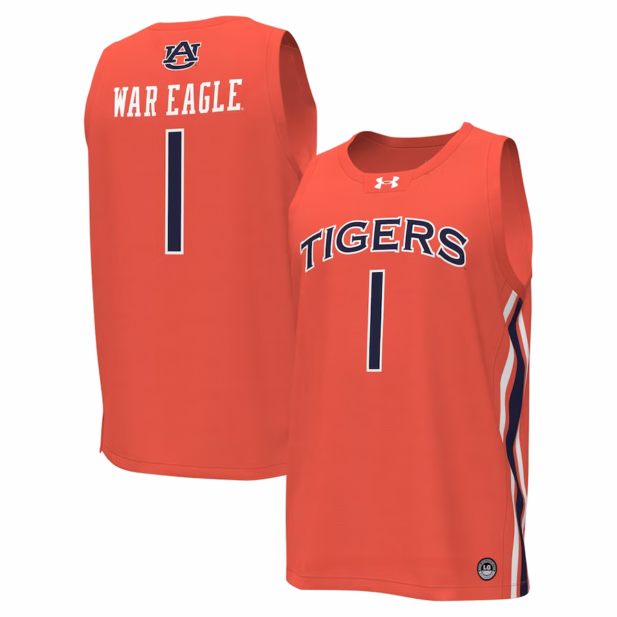 #1 Auburn Tigers Under Armour Replica Basketball Jersey - Orange - ujerseystore