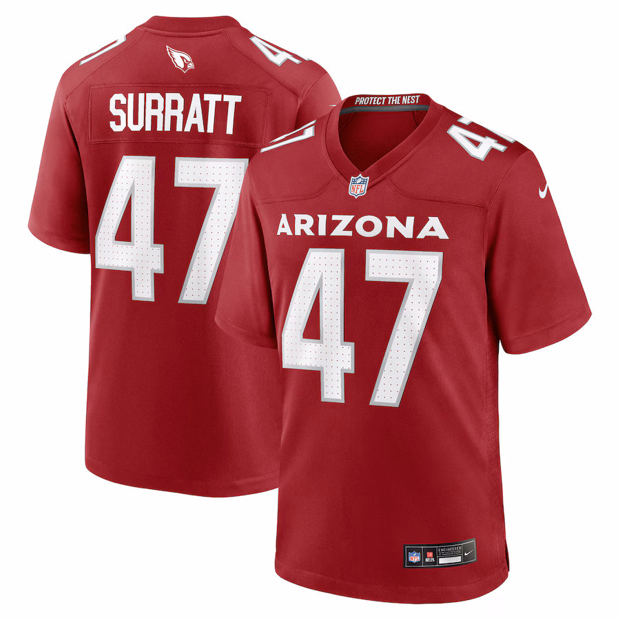 Men's Arizona Cardinals Sage Surratt Nike Cardinal Team Game Jersey - ujerseystore