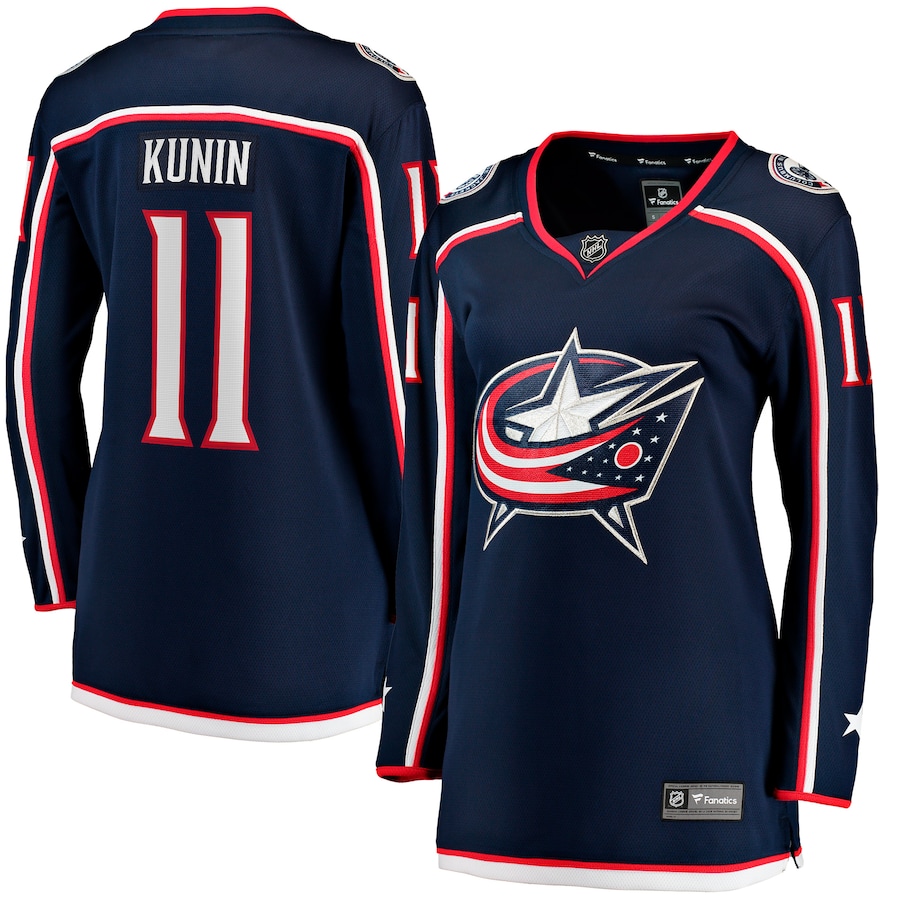 Women's Columbus Blue Jackets Luke Kunin Fanatics Navy Home Breakaway Player Jersey - ujerseystore