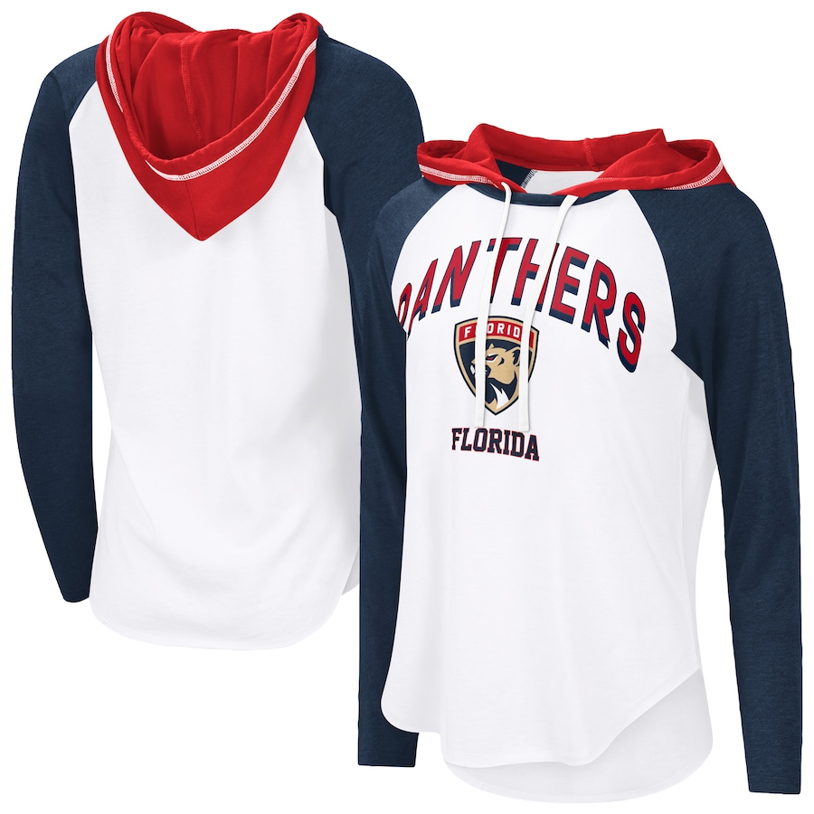Women's Florida Panthers G-III 4Her by Carl Banks White VIP Raglan Long Sleeve Hoodie T-Shirt - ujerseystore
