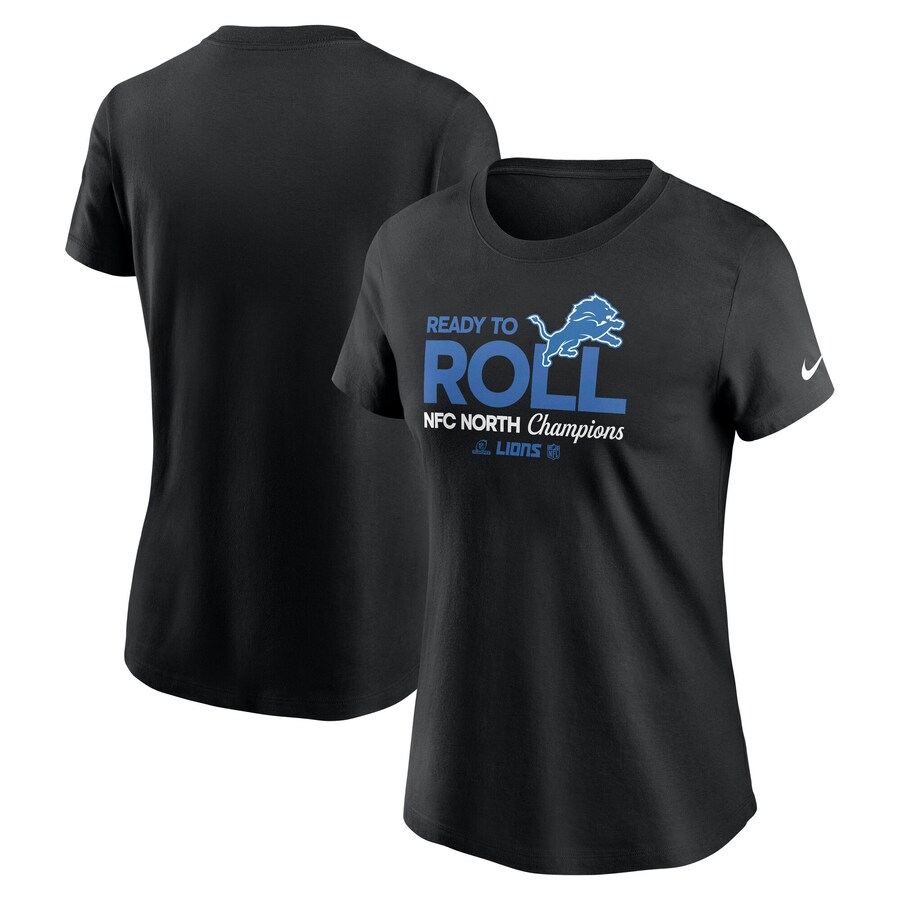 Women's Detroit Lions Nike Black 2024 NFC North Division Champions Locker Room Trophy Collection T-Shirt - ujerseystore