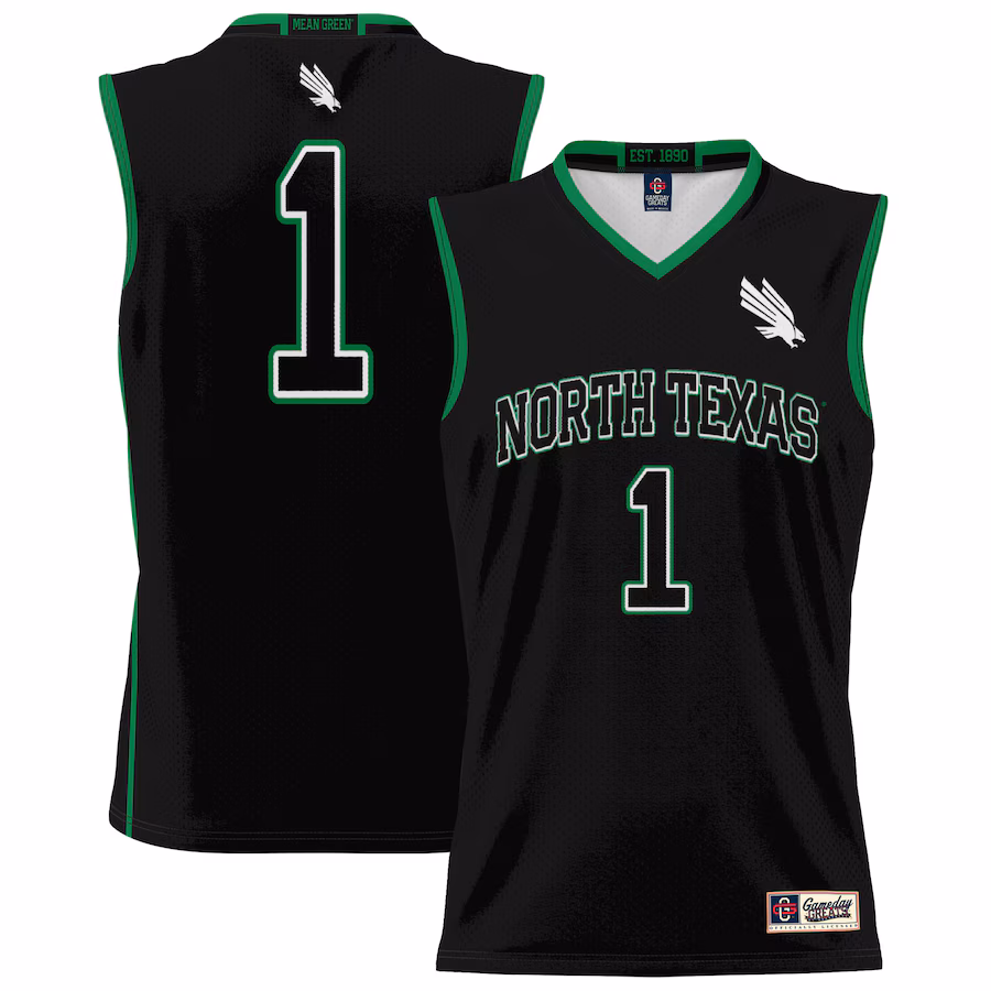 Unisex GameDay Greats #1 Black North Texas Mean Green Lightweight Basketball Jersey - ujerseystore