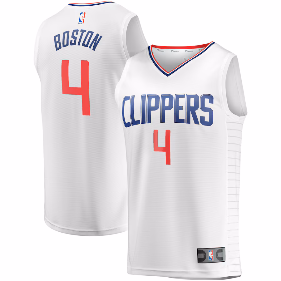 Youth LA Clippers Brandon Boston Fanatics White Fast Break Player Jersey - Association Edition - ujerseystore