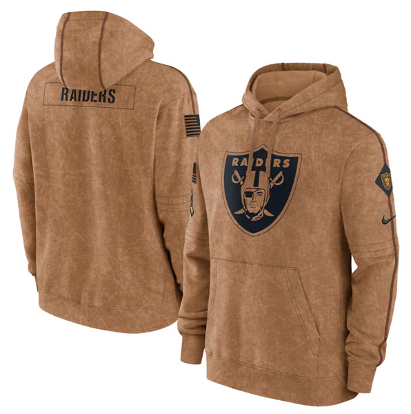 Men's Las Vegas Raiders 2023 Brown Salute to Service Pullover Hoodie - ujerseystore
