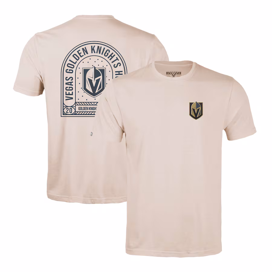 Men's Vegas Golden Knights Levelwear Khaki Richmond Stained Glass T-Shirt - ujerseystore