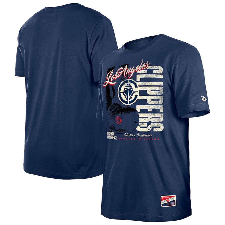 Men's LA Clippers  New Era Navy Distressed Throwback Vintage Color Pack T-Shirt - ujerseystore