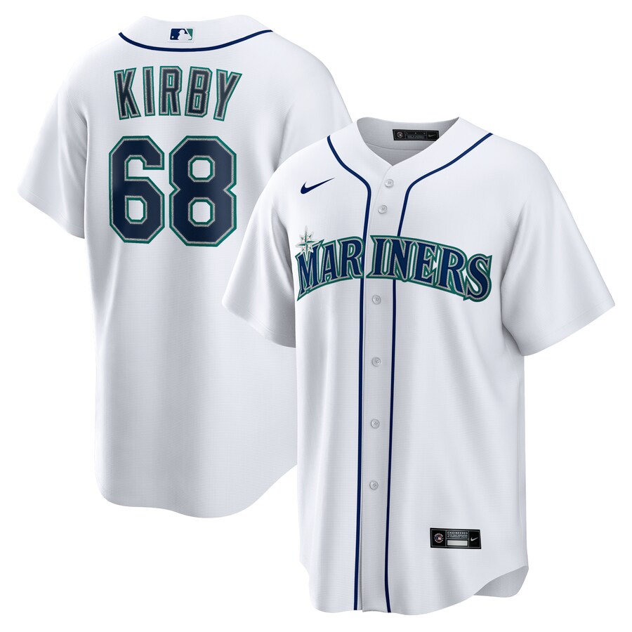 Men's Seattle Mariners George Kirby Nike White Home Replica Jersey - ujerseystore