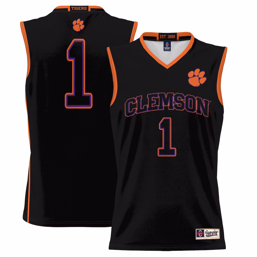 #1  Clemson Tigers GameDay Greats  Lightweight Basketball Jersey - Black - ujerseystore
