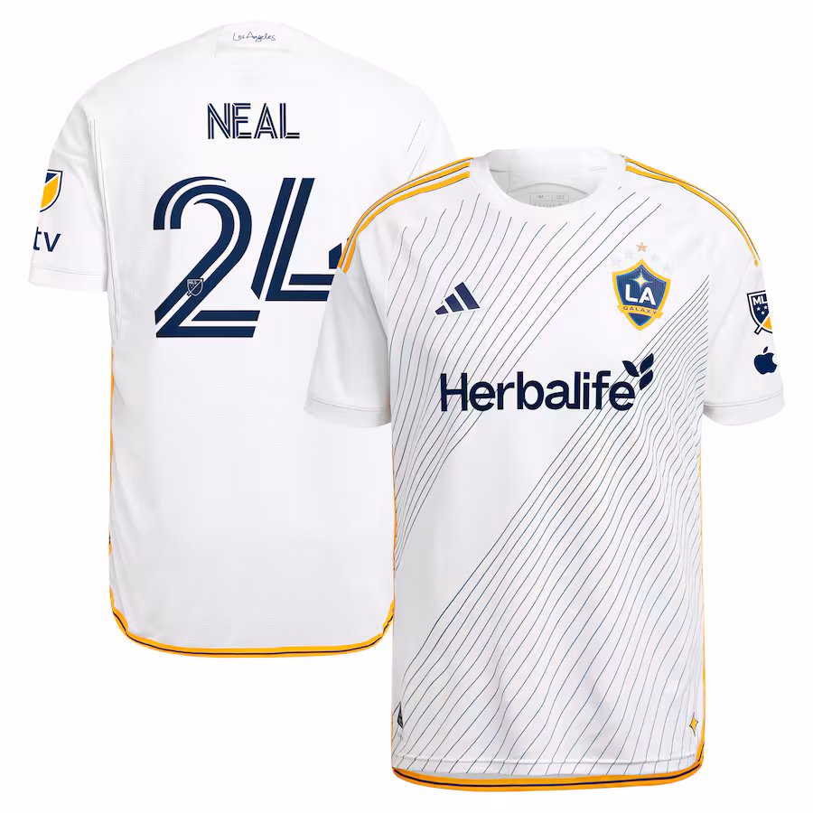Men's LA Galaxy Jalen Neal adidas White 2024 Angeleno Kit Authentic Player Jersey - ujerseystore