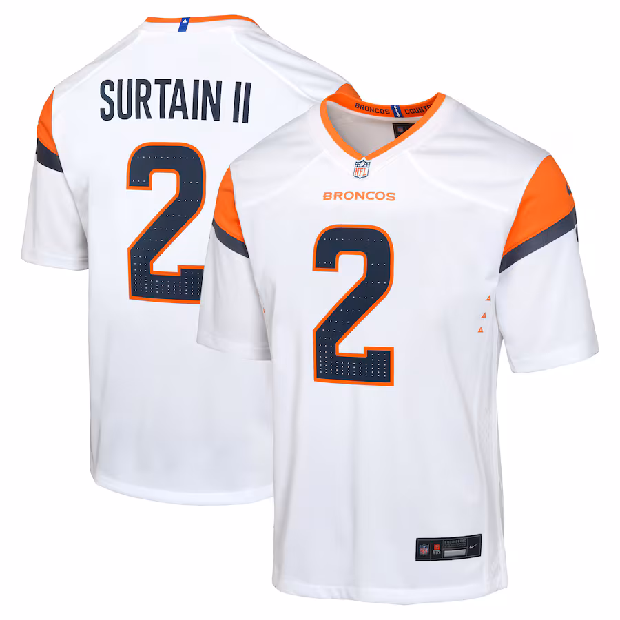 Youth Denver Broncos Patrick Surtain II Nike White Mile High Collection Game Jersey - ujerseystore