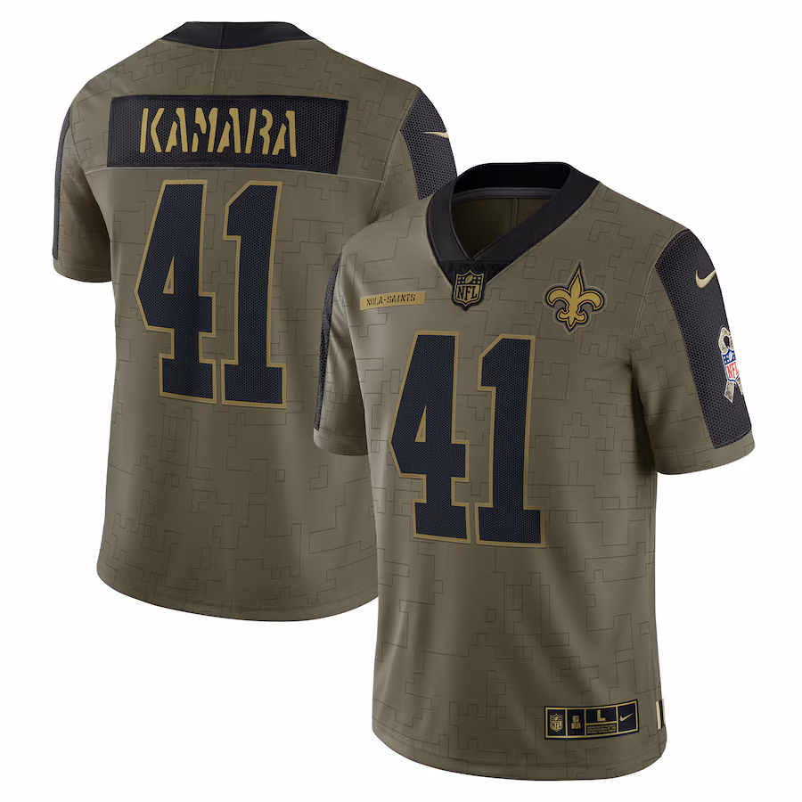 Men's New Orleans Saints Alvin Kamara Nike Olive Salute To Service Limited Player Jersey - ujerseystore