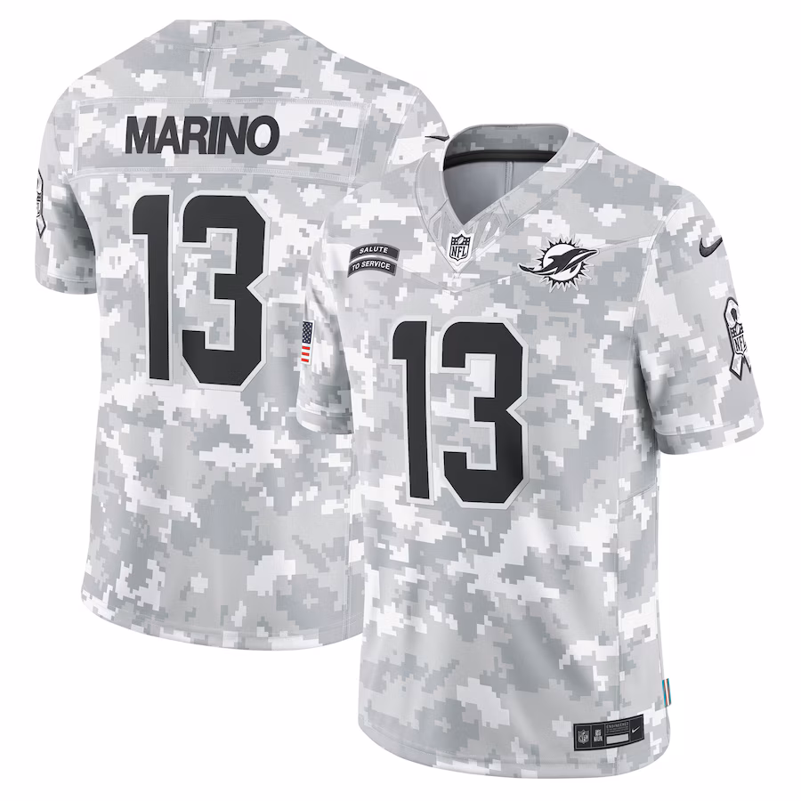 Men's Miami Dolphins Dan Marino Nike Arctic Camo 2024 Salute to Service Retired Player Limited Jersey - ujerseystore